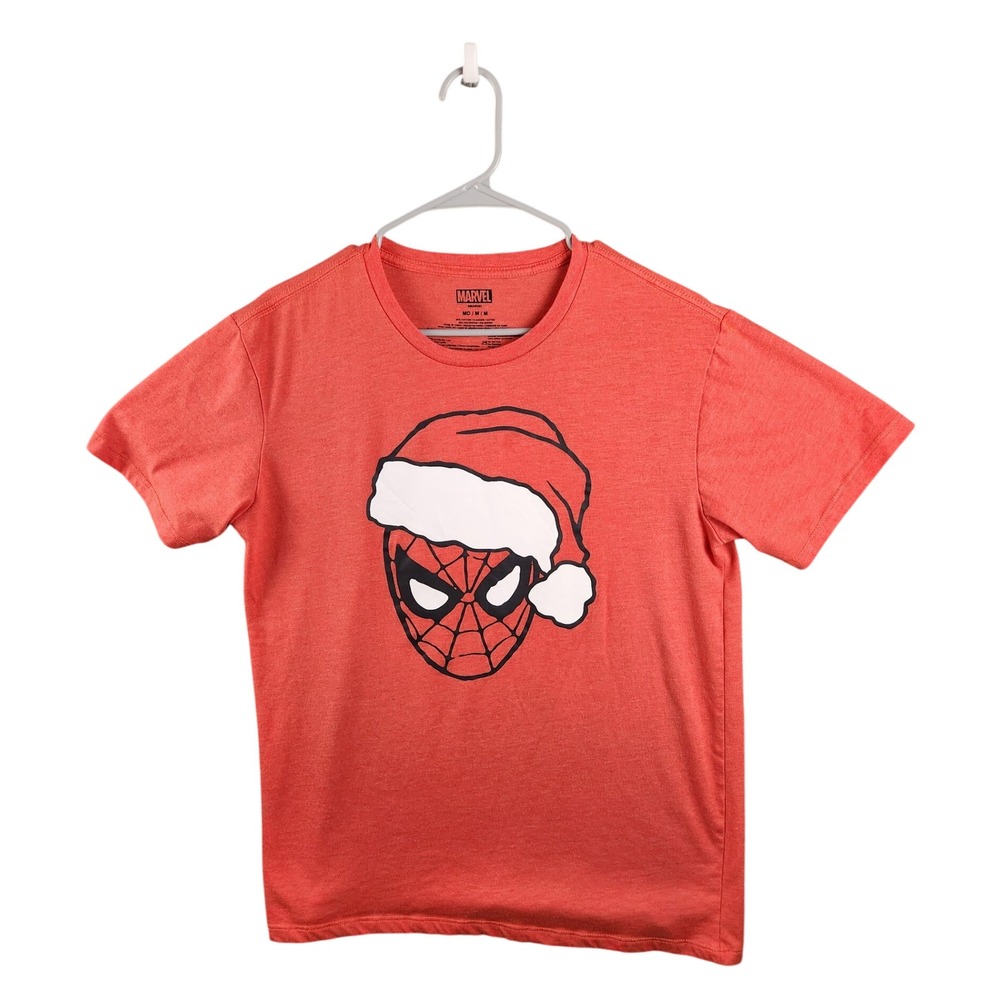 Marvel Spider-Man Christmas Santa Hat T Shirt Men's Medium Red Graphic Tee